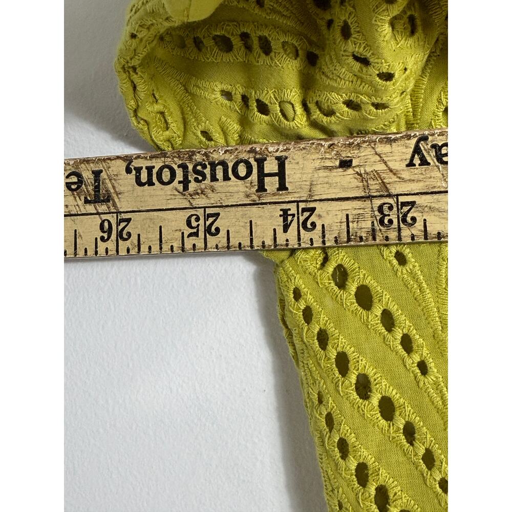 Natori lime wasabi green 100% cotton eyelet shirtdress lined relaxed fit, SzXL - Picture 14 of 15
